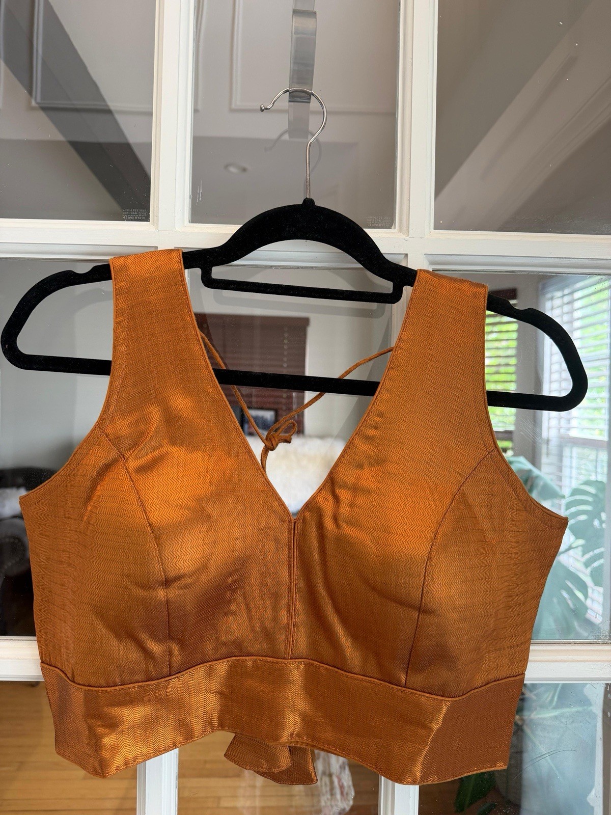 Dark Copper Banarasi Readymade Choli Blouse Crop Top For Saree And Lehenga