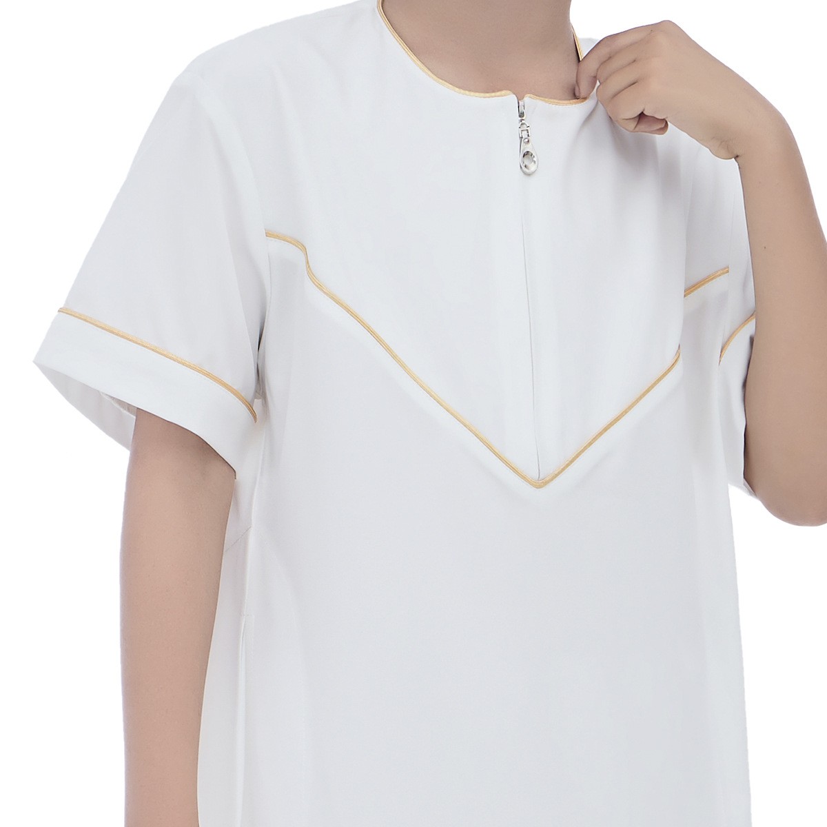 Eid Muslim Boy Robe Fashion Arab Jubba Thobe Short Sleeve Abaya Islamic Clothing