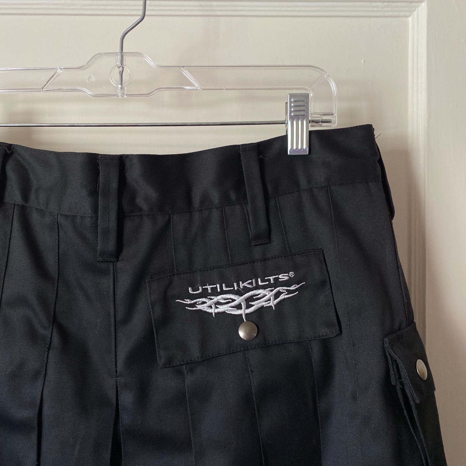 VTG 05 Utilikilts Kilt Mens 37 Black Workman Duck Canvas Cargo Tactical Pleats