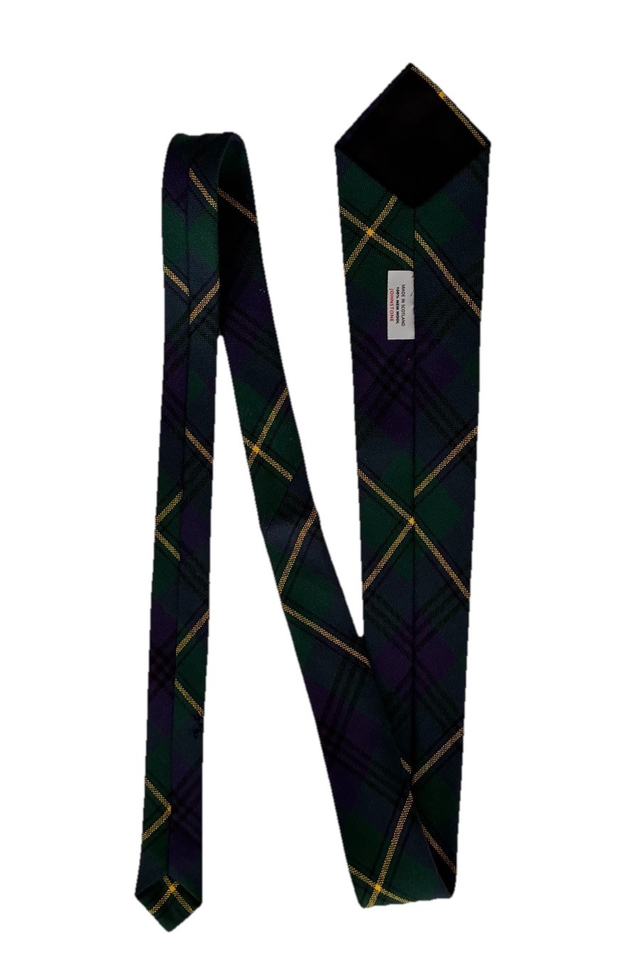 Johnstone Scottish Tartan 100% Wool Necktie Made in Scotland Blue Green Yellow