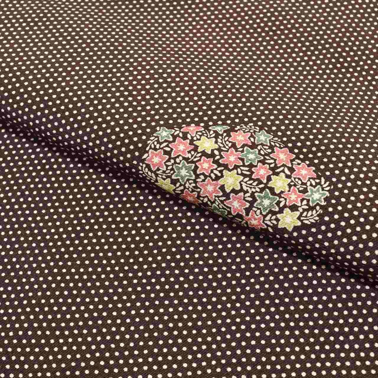 Vintage Japanese Kimono | Komon | Brown Silk Crepe | Polka Dot Floral | tt2206b