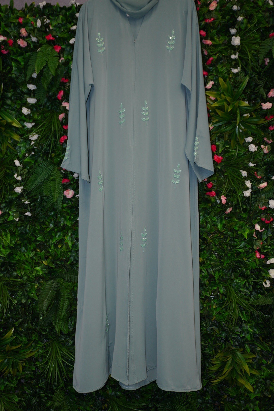 Light Blue Women’s Kaftan Traditional Dress with Embroidered Details