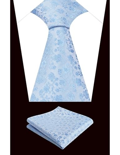 Mens 3.15inches Exquisite Floral Tie with Small Flower D142-baby Blue-d