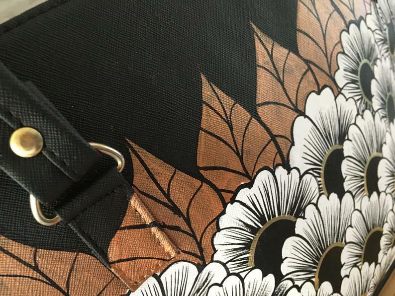 Hand Painted Floral Mexican Purse Handbag – Vegan Cruelty Free Mexican Tote Bag