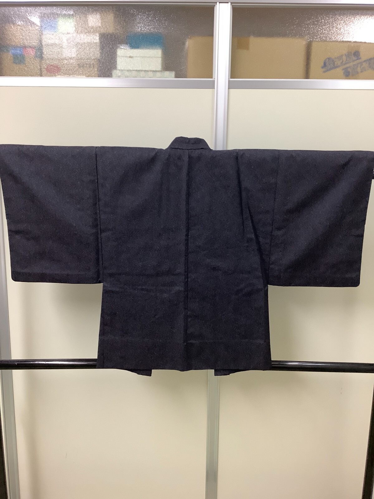 Japanese Vintage Kimono Haori Jacket pure silk navy blue front bunch Height 32in
