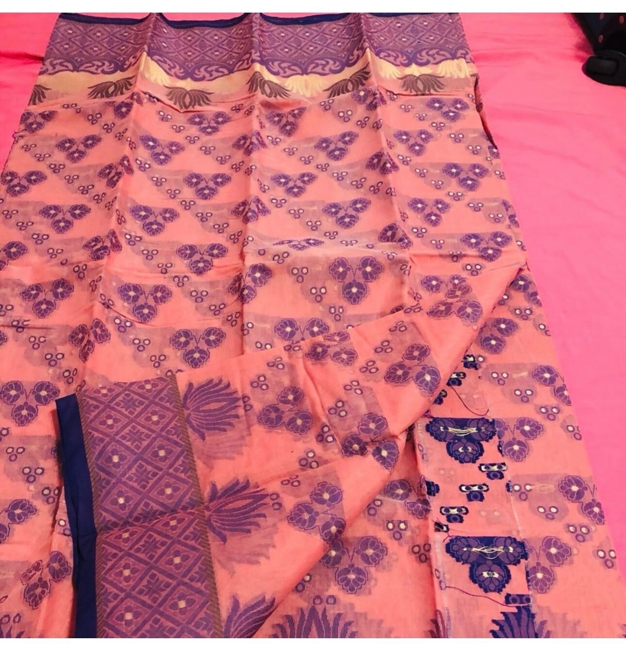Beautiful thread embroidery work Bangladeshi saree No blouse pc