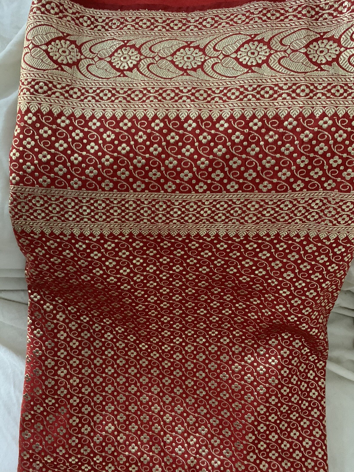 Fabulous Heavy Brocade Red Sari Silk Woven Brocade Sari Saree/ Wedding