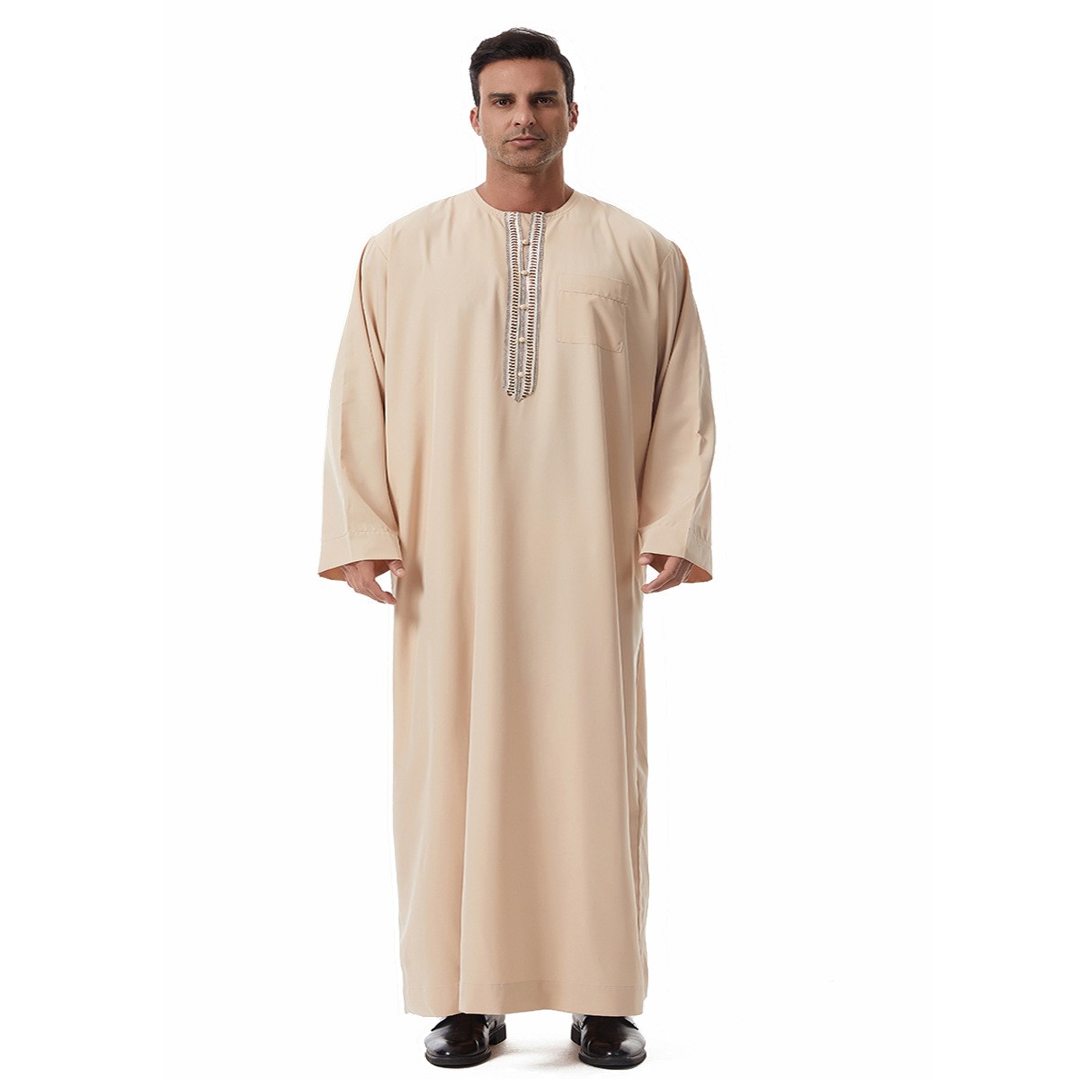 New Muslim Men Abaya Fashion Embroidery Turkey Loose Robe Eid Islam Clothing