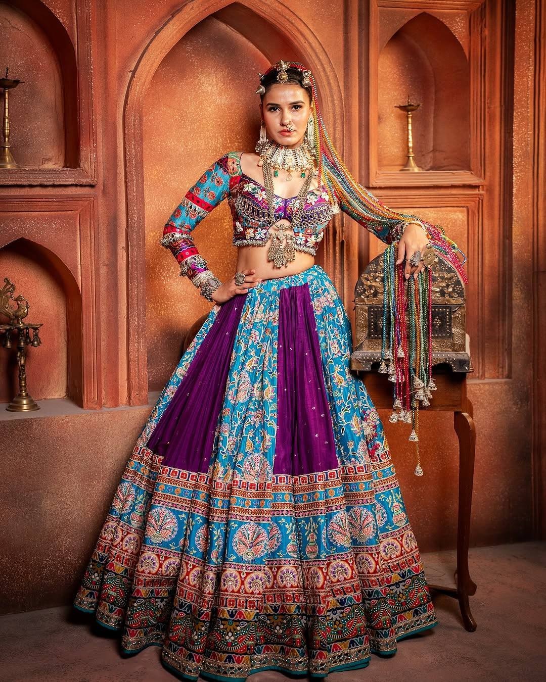 Navaratri Special Silk Lehenga Choli & Dupatta In Digital Print By Aadat Export