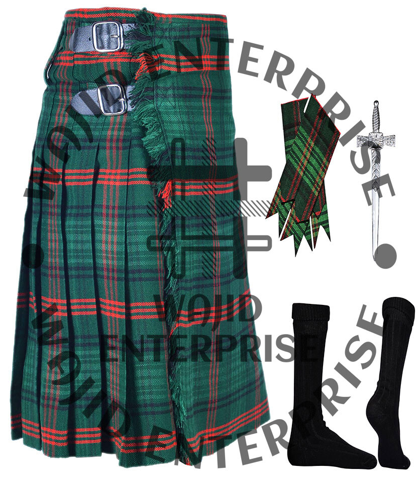 Scottish Men’s Highland Tartan Kilt Traditional Custom Size Kilts & Accessories