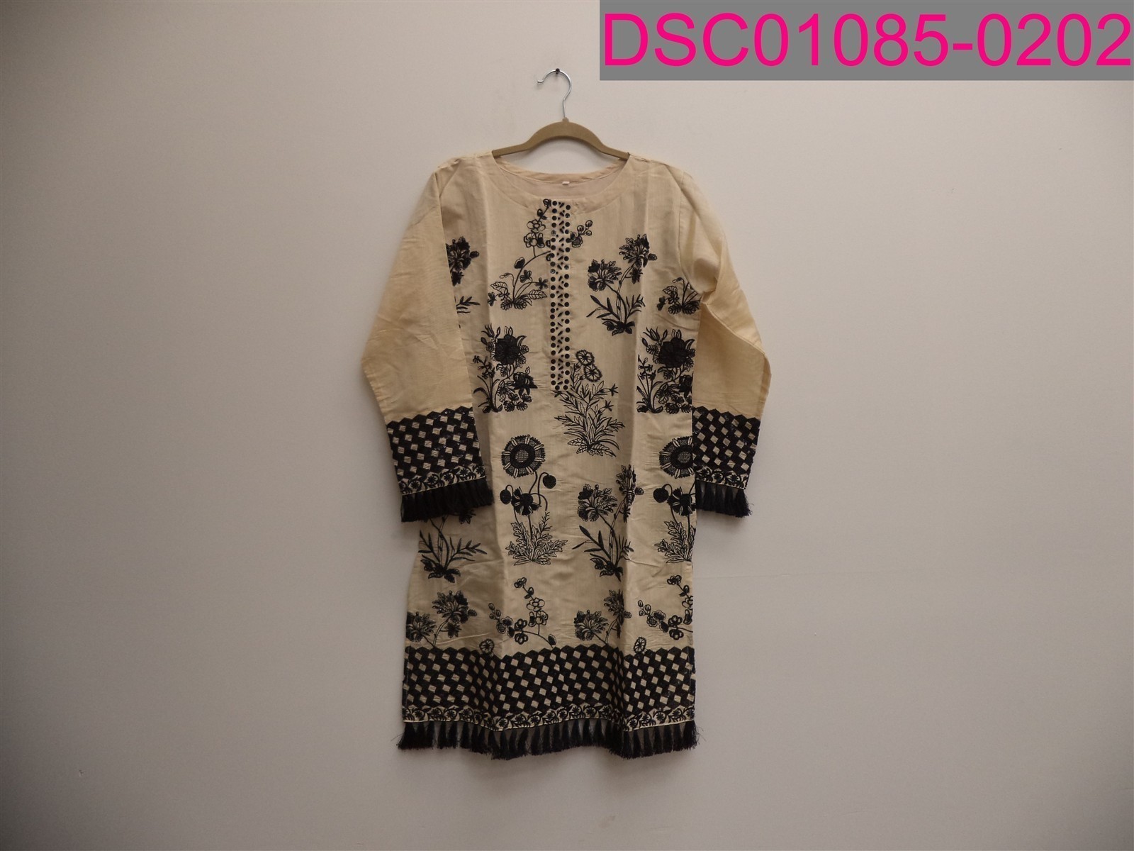 Turkish Embroidered with sequin/beads Beige Long Sleeve Tunic Shirt Large