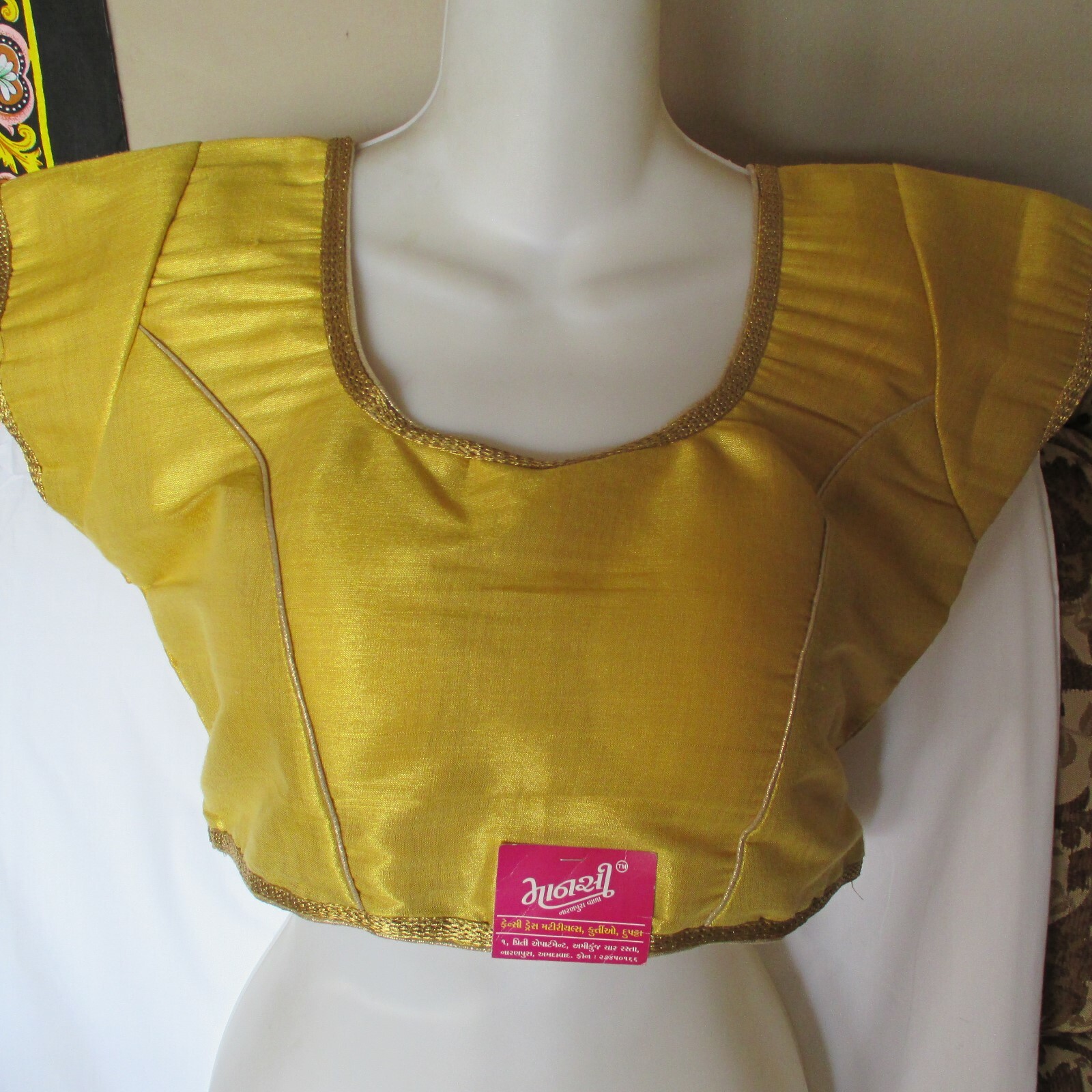 NEW GOLD INCREDIBLE Choli For SARI SKIRT High Class BLOUSE BALLROOM Dance TOP