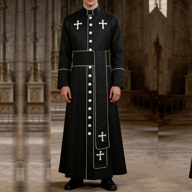 Medieval Priest Cosplay Costume Thobe Man Islamic Muslim Robe Halloween XS-5XL