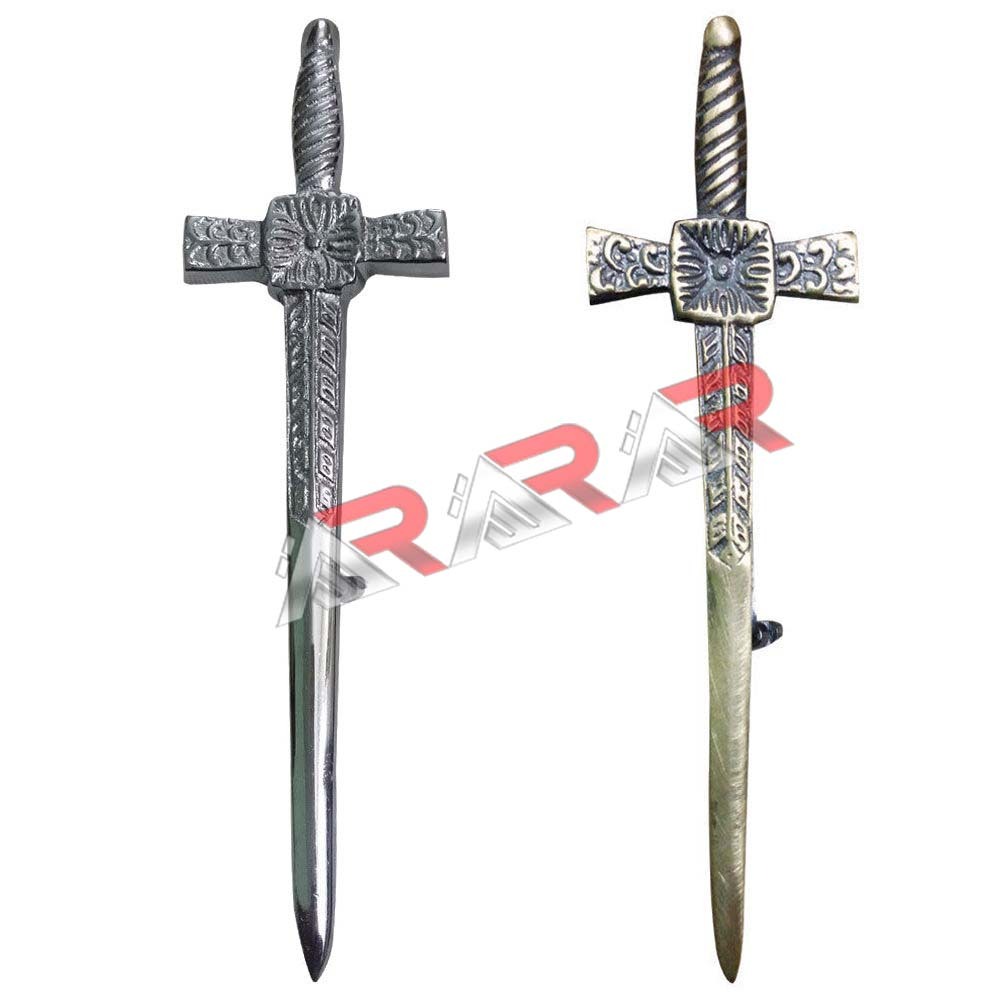 Kilt Pins Scottish Sword Board Highland Kilt Pin Chrome Antique Finish 4.5″ AAR
