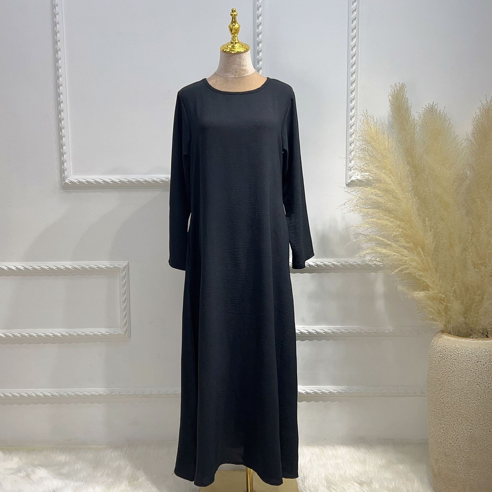 Dubai Women Open Abaya With Hijab Elegant Loose Cardigan Solid Color Inner Dress