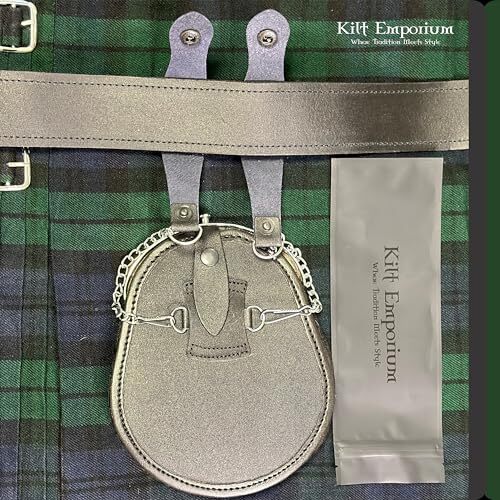Premium Black Leather Sporran Suspender with Metal Chain Hook – Easy Snap