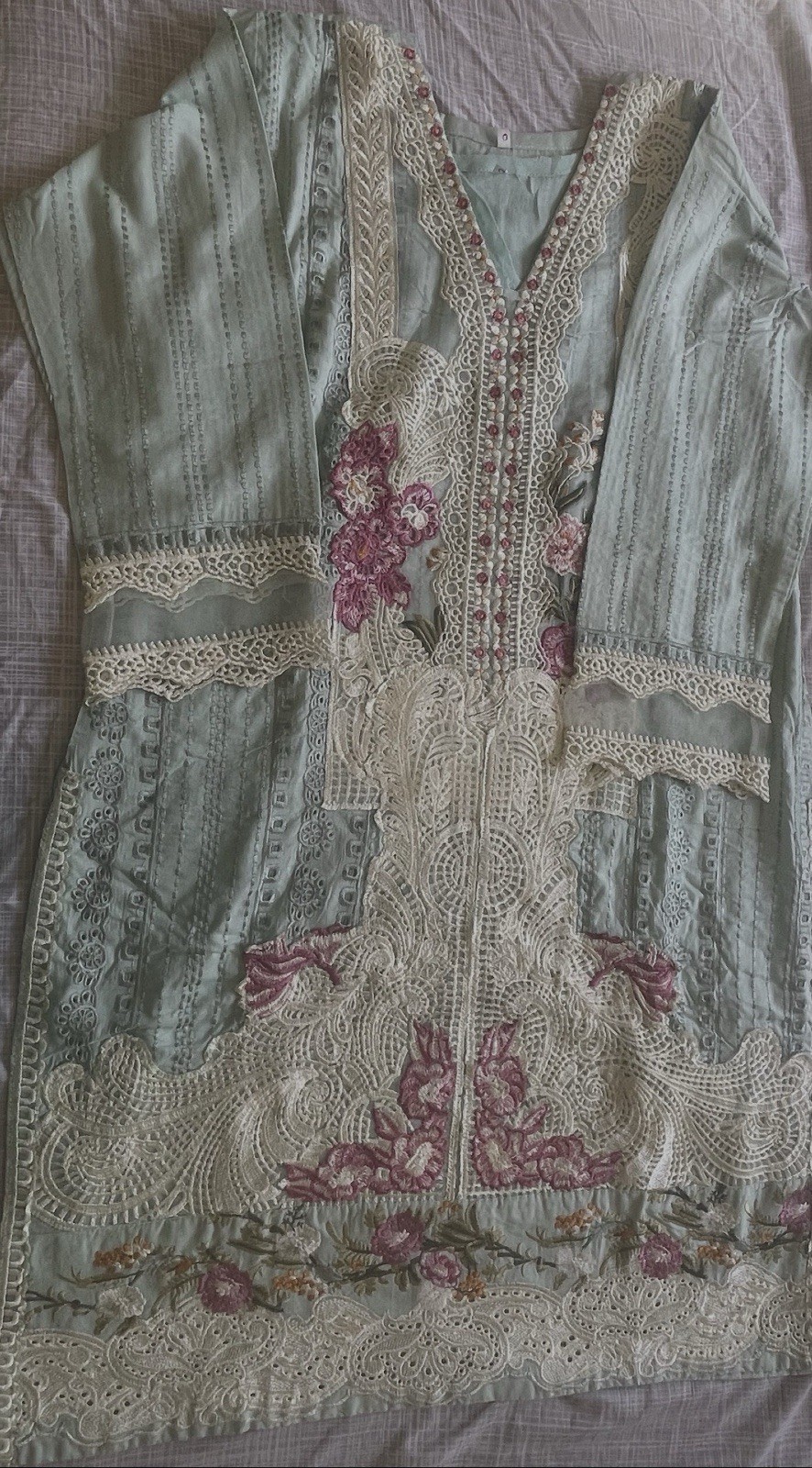 Pakistani Stitched 3 Piece Embroidered Lawn dress for women’s size Large