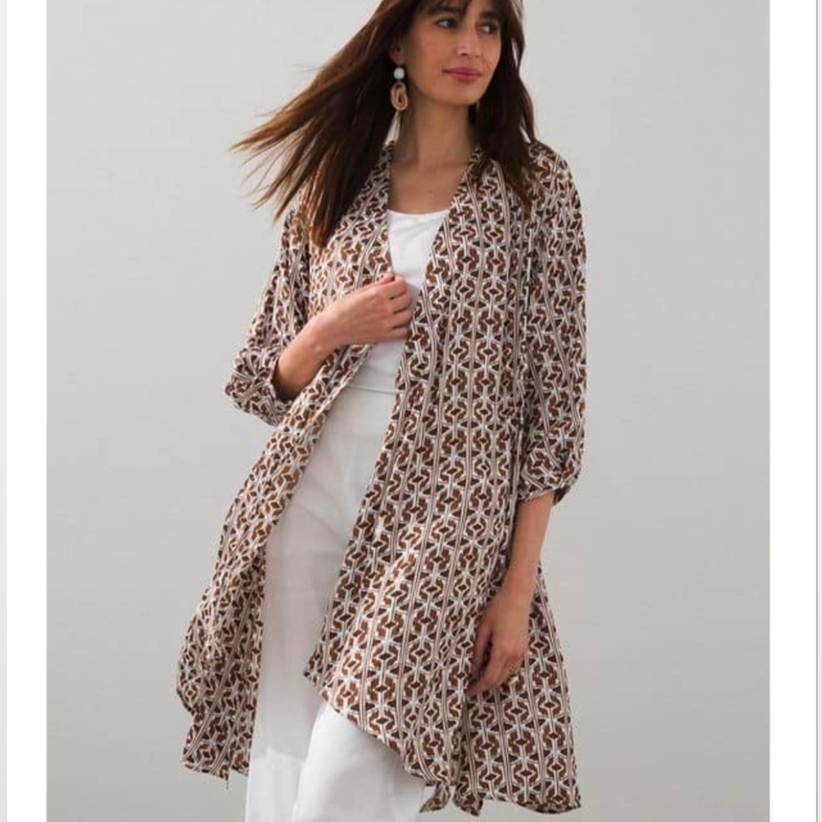 Chico’s Longline Geometric Kimono Women’s Size Small/Medium Travel Effortless