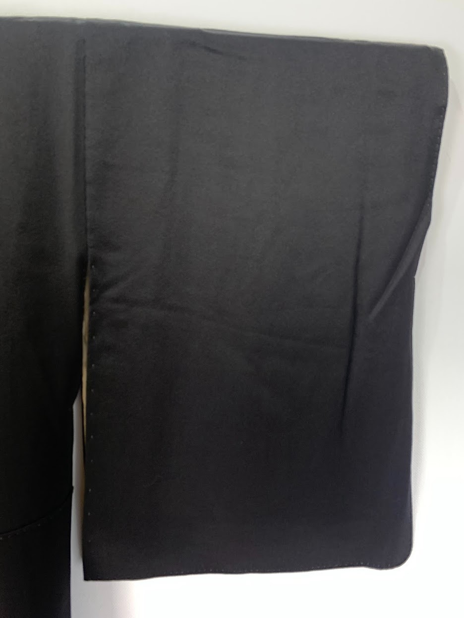 Vintage Japan Silk Kurotomesode Kimono Dress M Black Peony Yuzen Kinsai Gift Fed