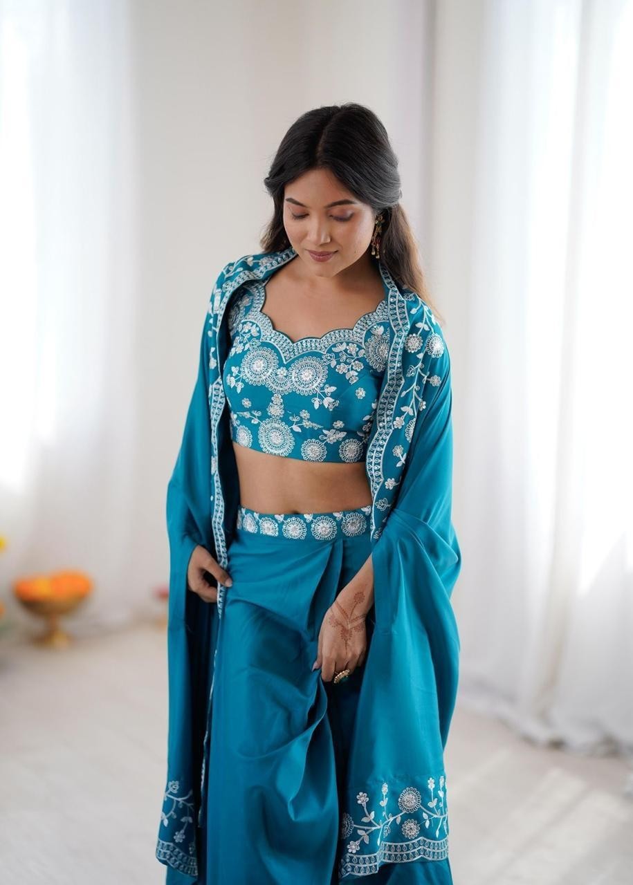 DESIGNER PRE DRAPPED DHOTI KOTI BOLLYWOOD PARTY WEAR DRESS WEDDING INDO WESTERN