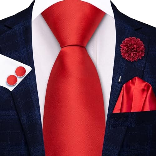 Zipper Ties for Men Pre-Tied Tie Set Silk Paisley Adjustable Necktie and A Red