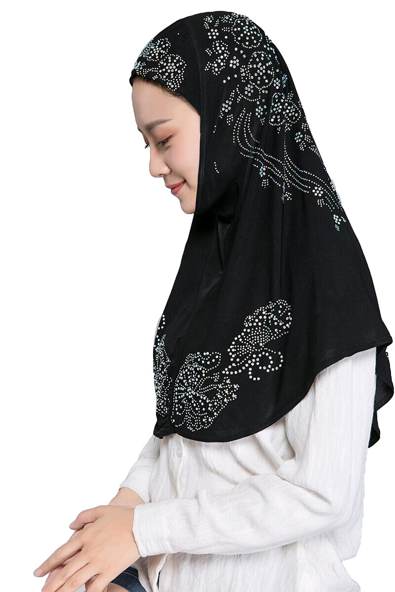 One Piece Muslim Women Hijab Islamic Hot Drilling Scarf Amira Headscarf Caps