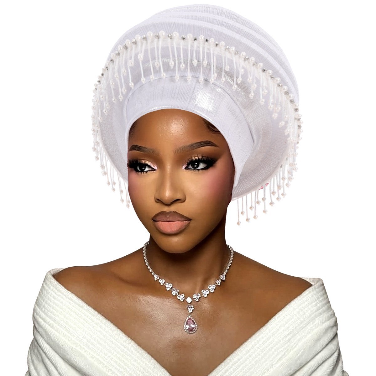 Wedding Headwear Tassel Turban African Women Nigeria Gele Headtie Hijab Bonnet