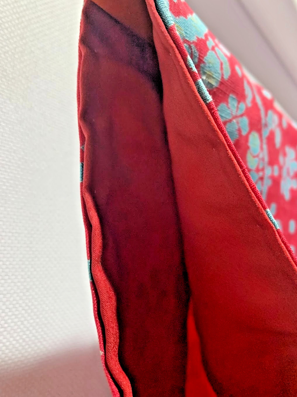 Silk Tsumugi Kimono Red XS 51in Plum Fabric Remake Material Japanese Vintage Art