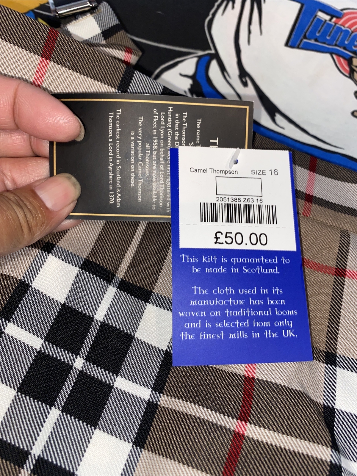 James Pringle Weavers Camel Thompson Scotland Made Kilt Son Of Thomas Sz16 NWT
