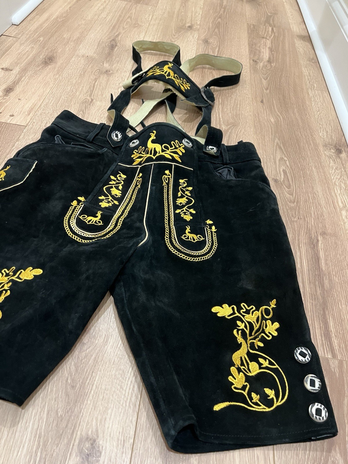 VTG Schöneberger Leather Lederhosen w Suspenders Oktoberfest Bavarian Trachten