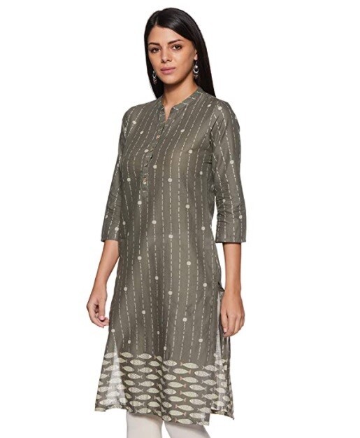 NWT Rangriti Women’s A-Line Cotton Kurta Olive Green Small / Size 34