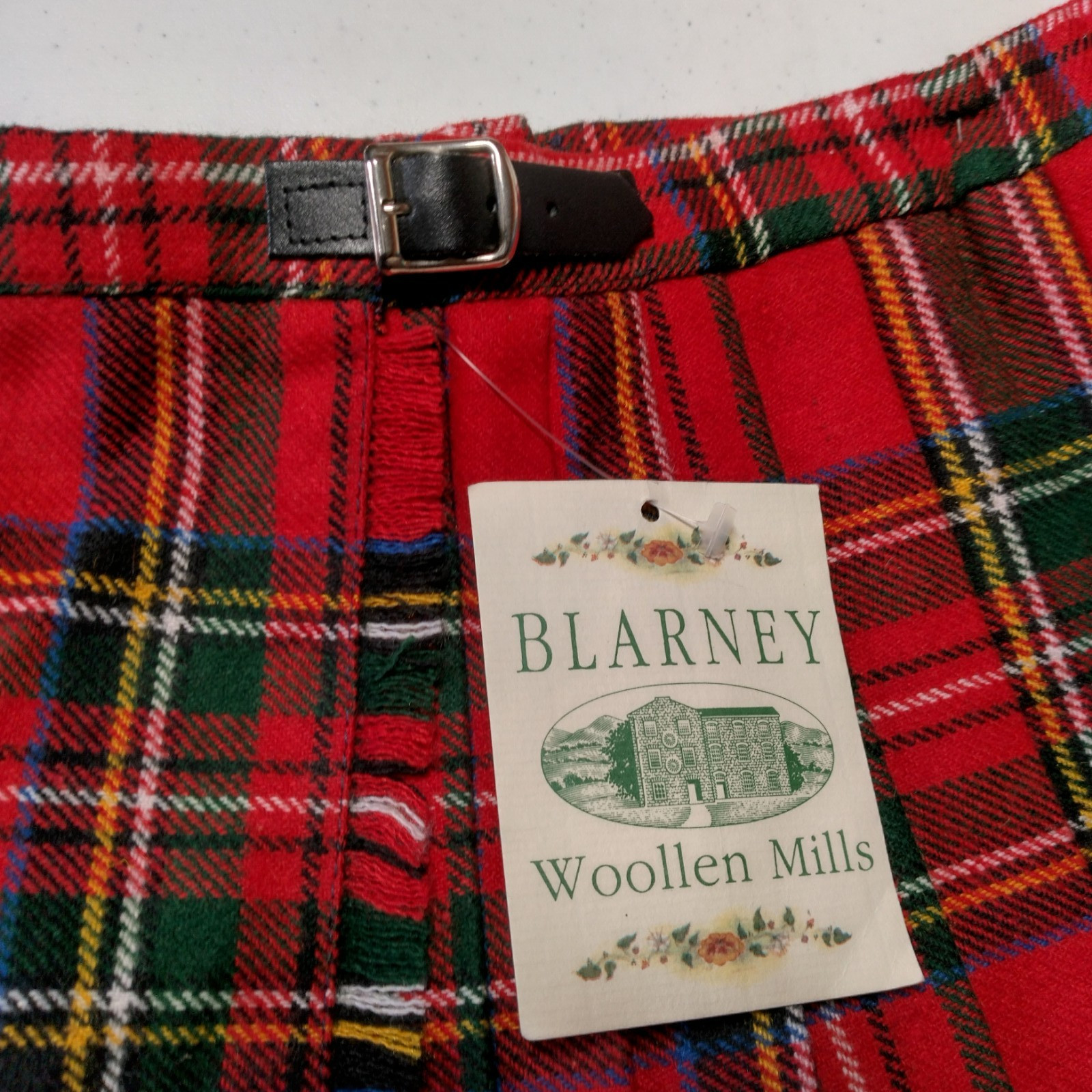 Blarney Woolen Mills Scottish Kilt Youth Size 26 Royal Stewart Tartan Red Skirt