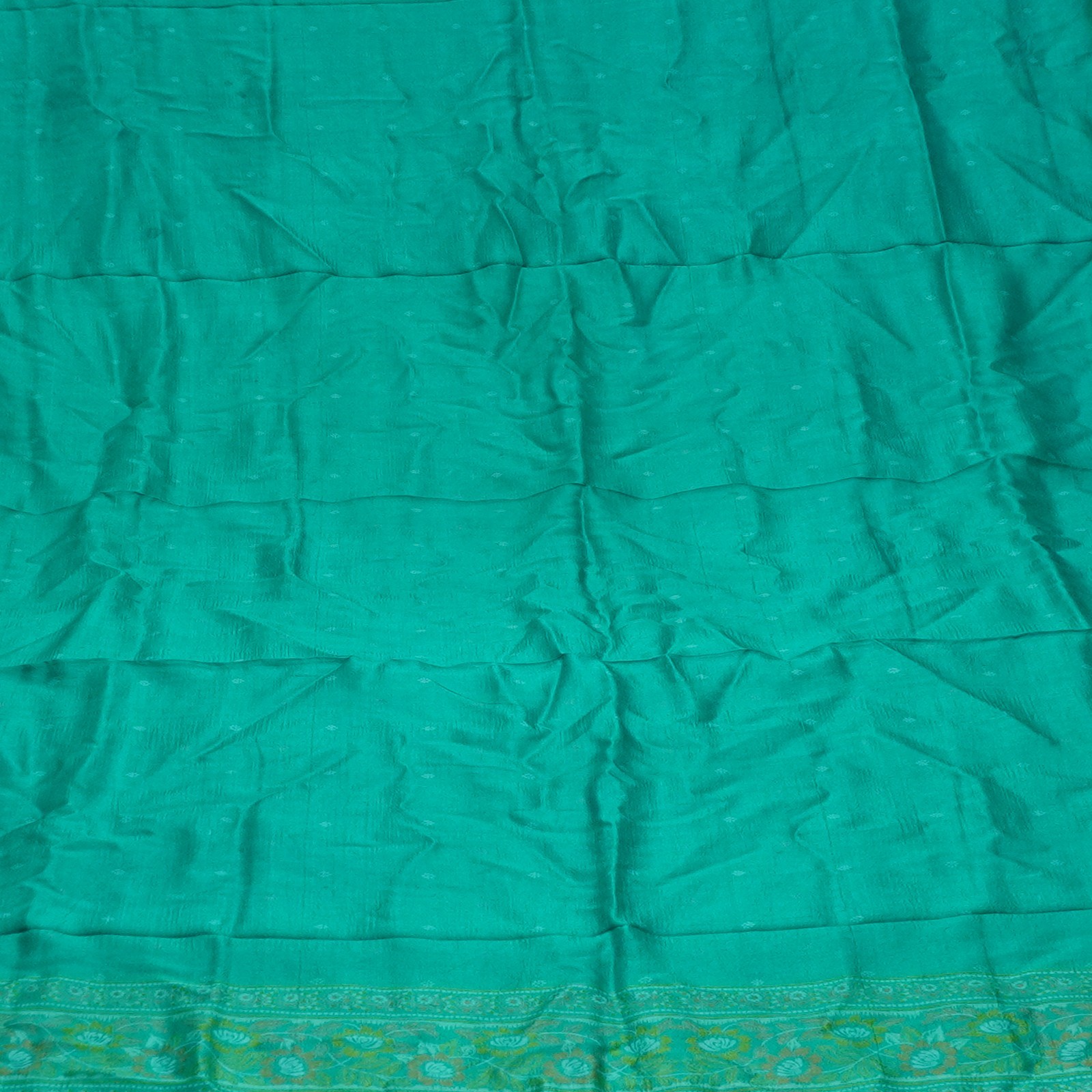 Namaste Vintage Teal Sarees 100% Pure Silk Printed Indian Sari 5YD Craft Fabric