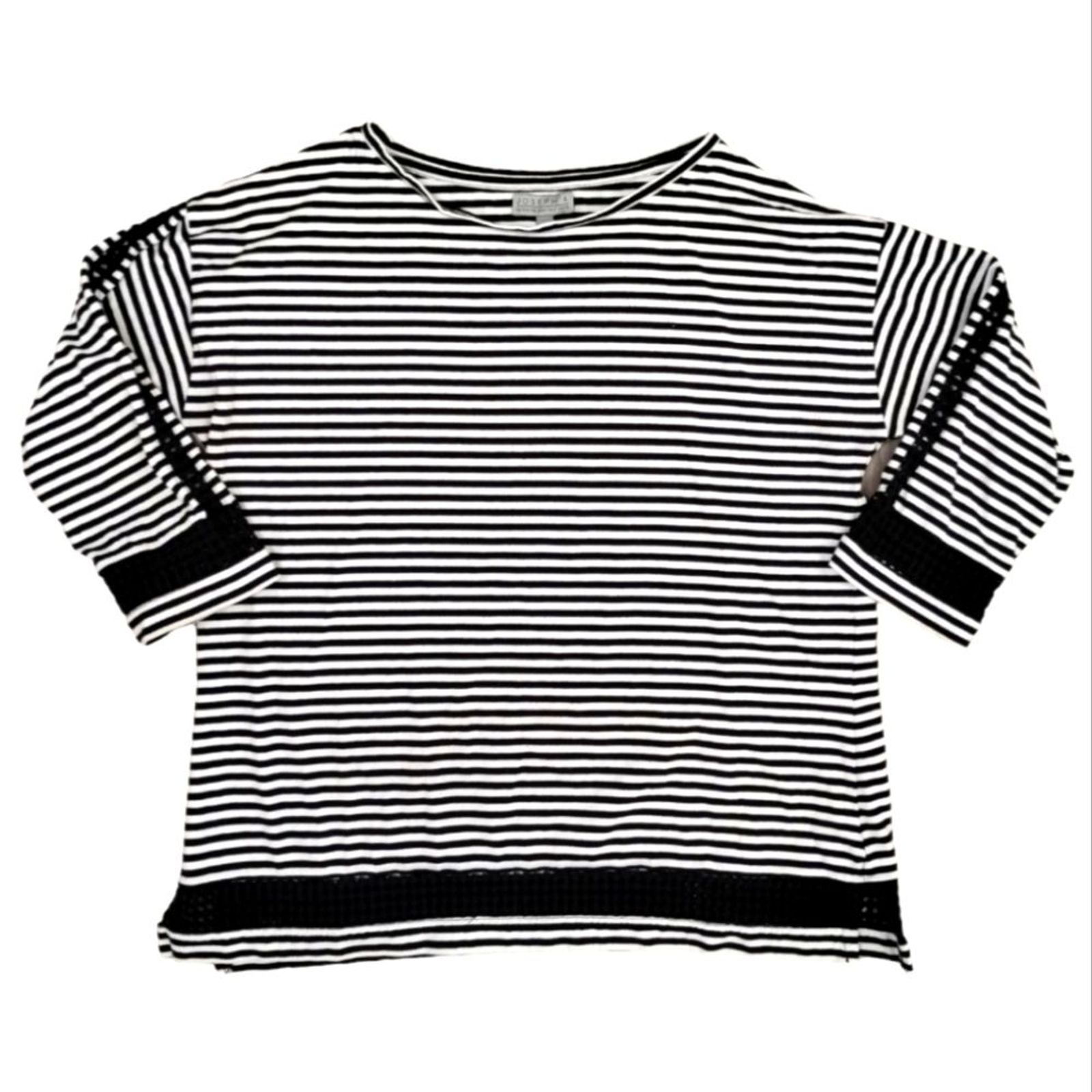 JOSEPH A Knit Stripe 3/4 Long Sleeve Shirt Top Women’s Size L Large Black White