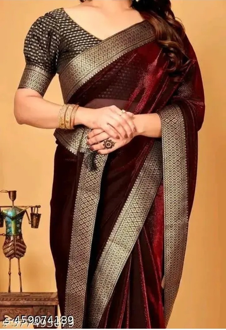 New Designer Indian Lycra Blend Saree With Unstitched Blouse Piece For Women’s