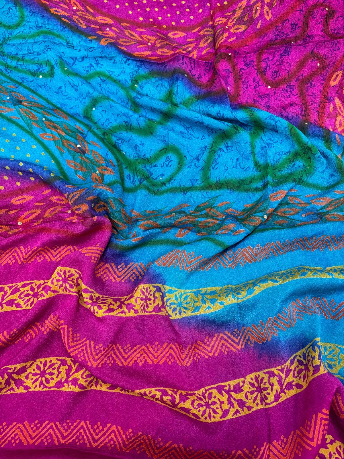 Vintage Chiffon Silk Saree, Lightweight Fabric for DIY & Sewing CS1213