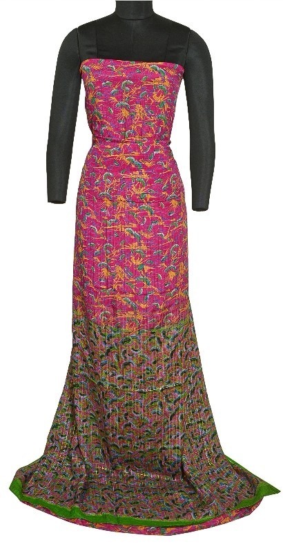Sanskriti Vintage Sarees Indian Pink Pure Silk Printed Woven Sari Craft Fabric