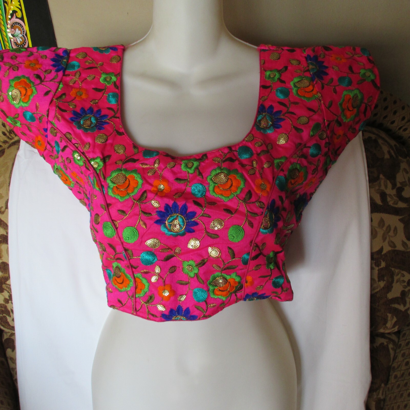 NEW PINK Gold BREATHTAKING Choli For SARI Breathtaking BLOUSE BALLROOM Dance TOP