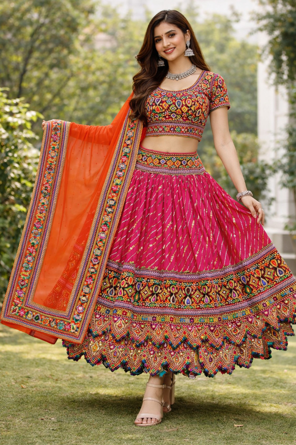 Mirror Work Chaniya Choli for Navratri | Garba Lehenga Dandiya Dress