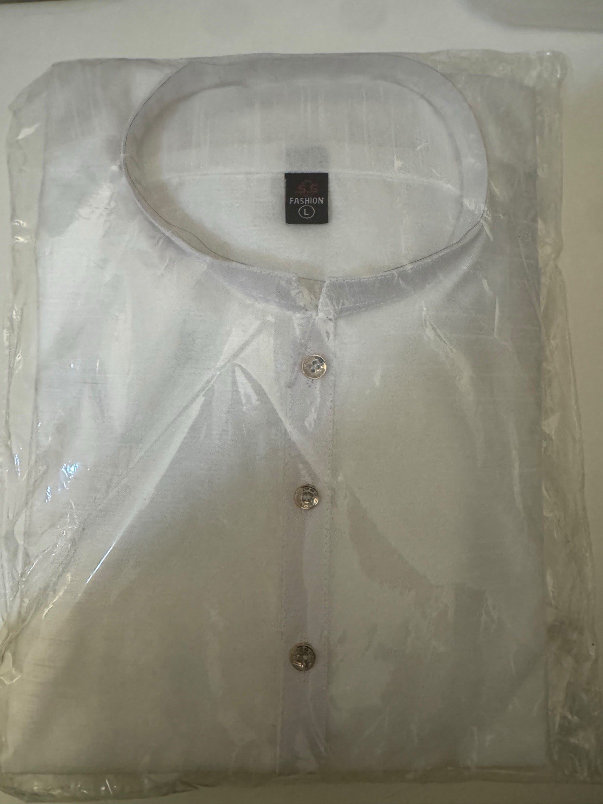 Fashion Men’s White Button-Front Kurta shalwar set Size L