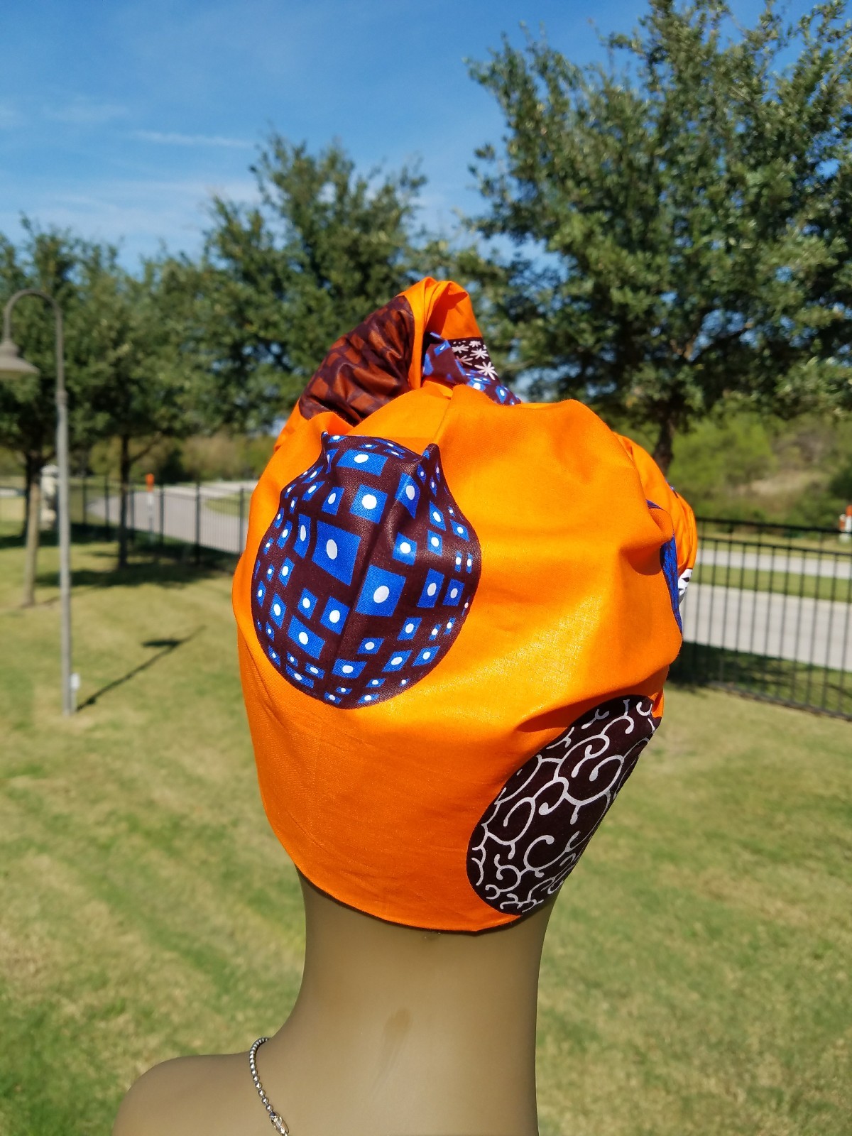 Orange And Brown Headwrap;African Headwrap; African Clothing; African Fabric