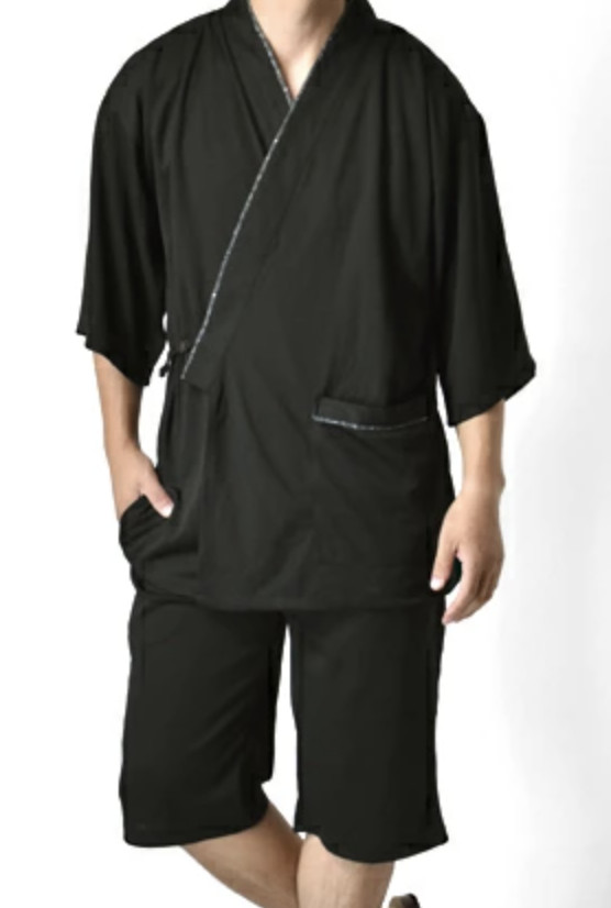 Japanese JINBEI Men’s Summer Kimono wear Topps Half Pants Dry 00 Black Japan