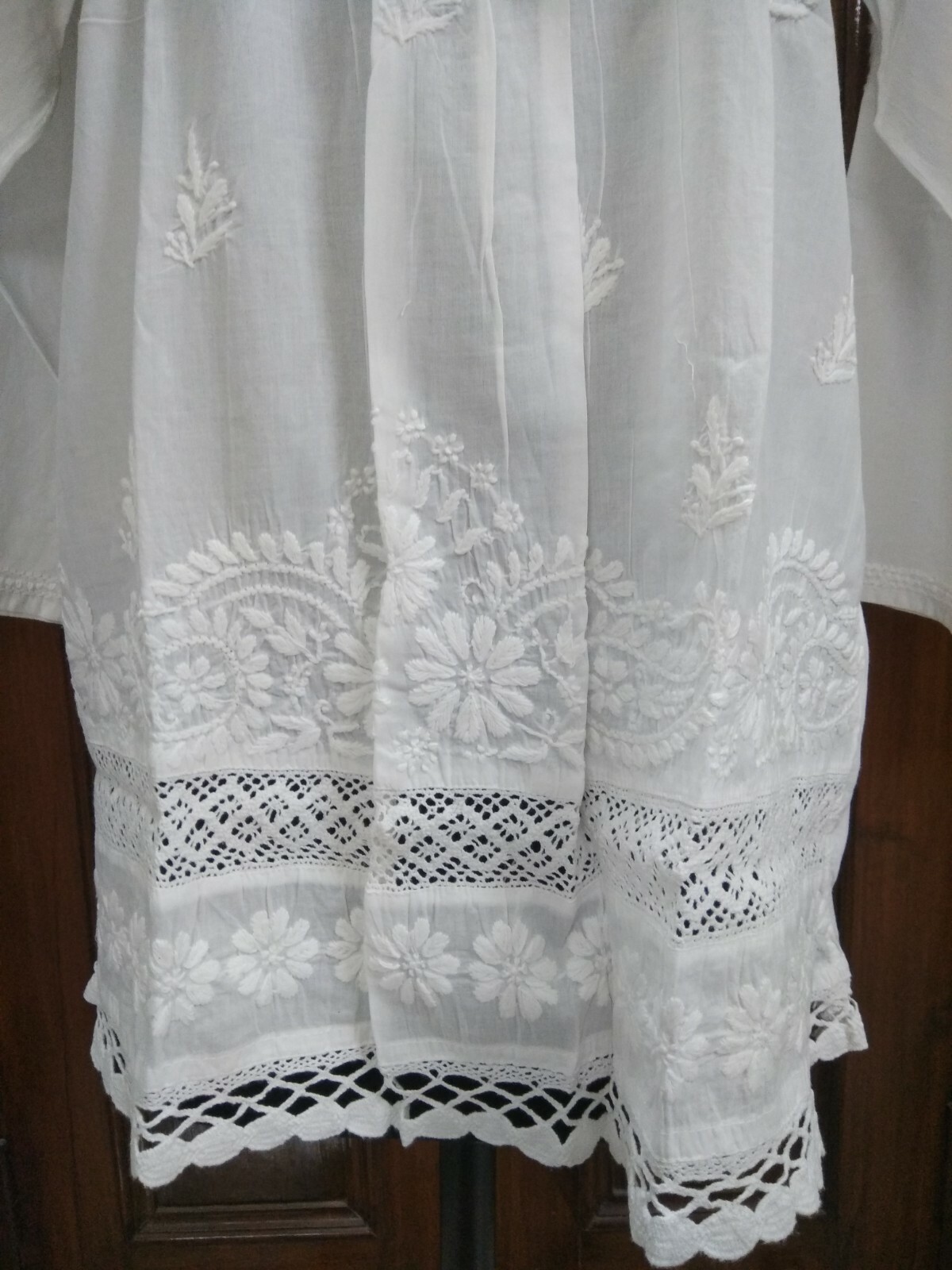 TUNIC ETHNIC S M L XL 2XL HANDMADE 100% COTTON TOP KURTA KURTI CHIKAN EMBROIDERY