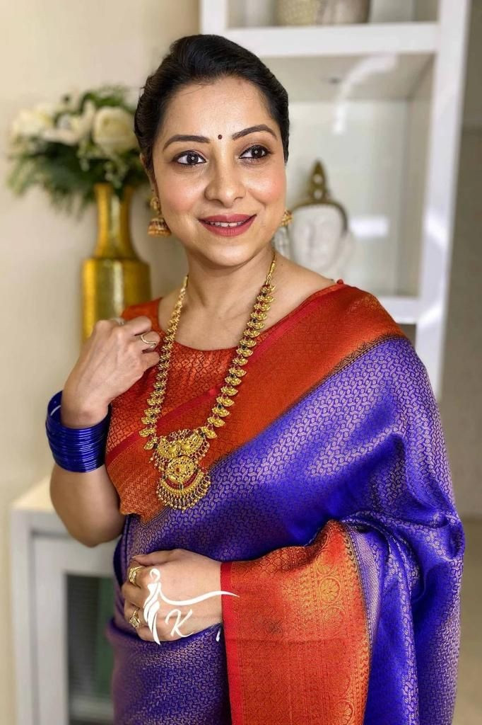 Traditional Blue Lichi Silk Saree with Jacquard Zari Border and Blouse indian