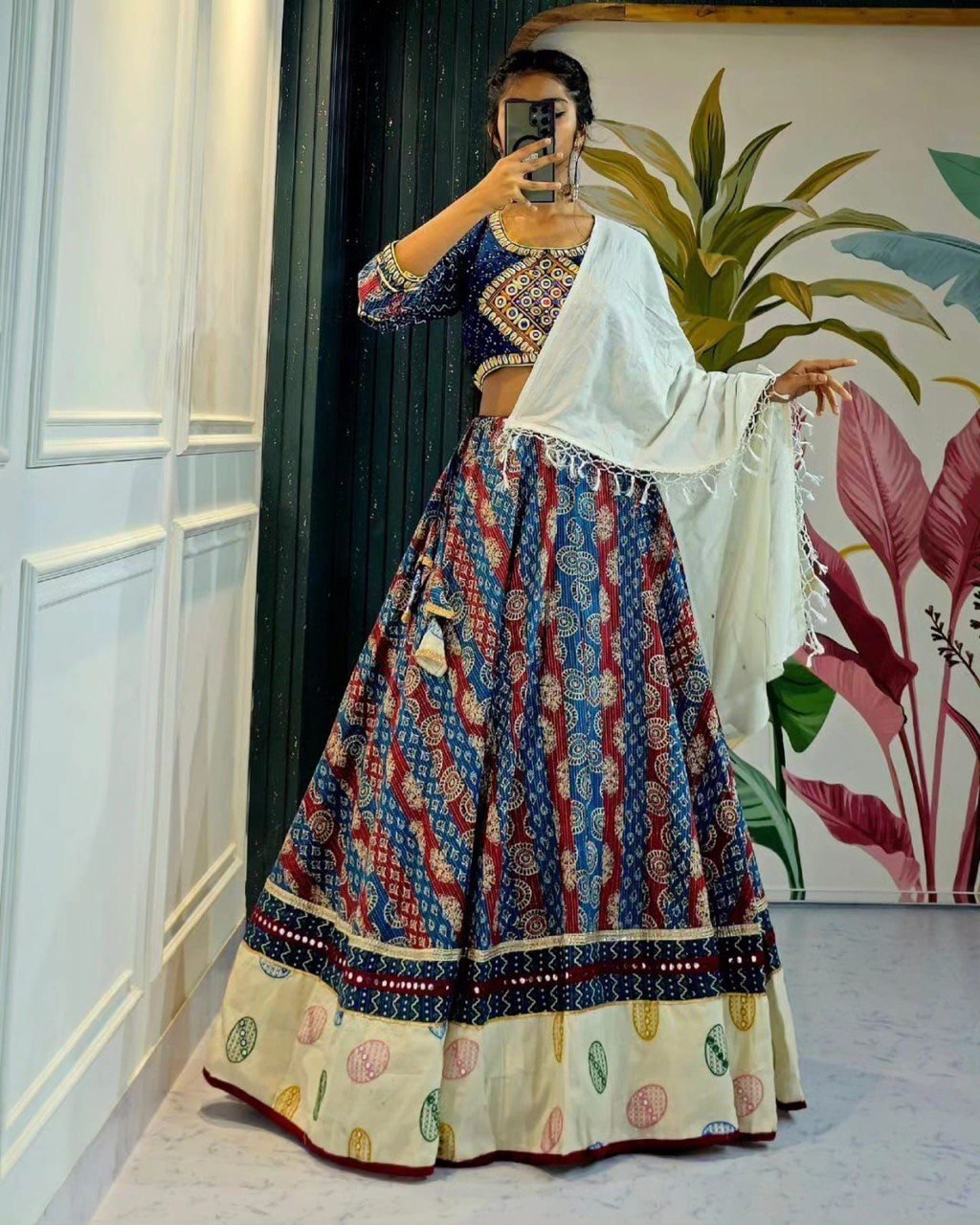 Beautiful Multicolor Navratri Lehenga Choli For Women By Aadat Export