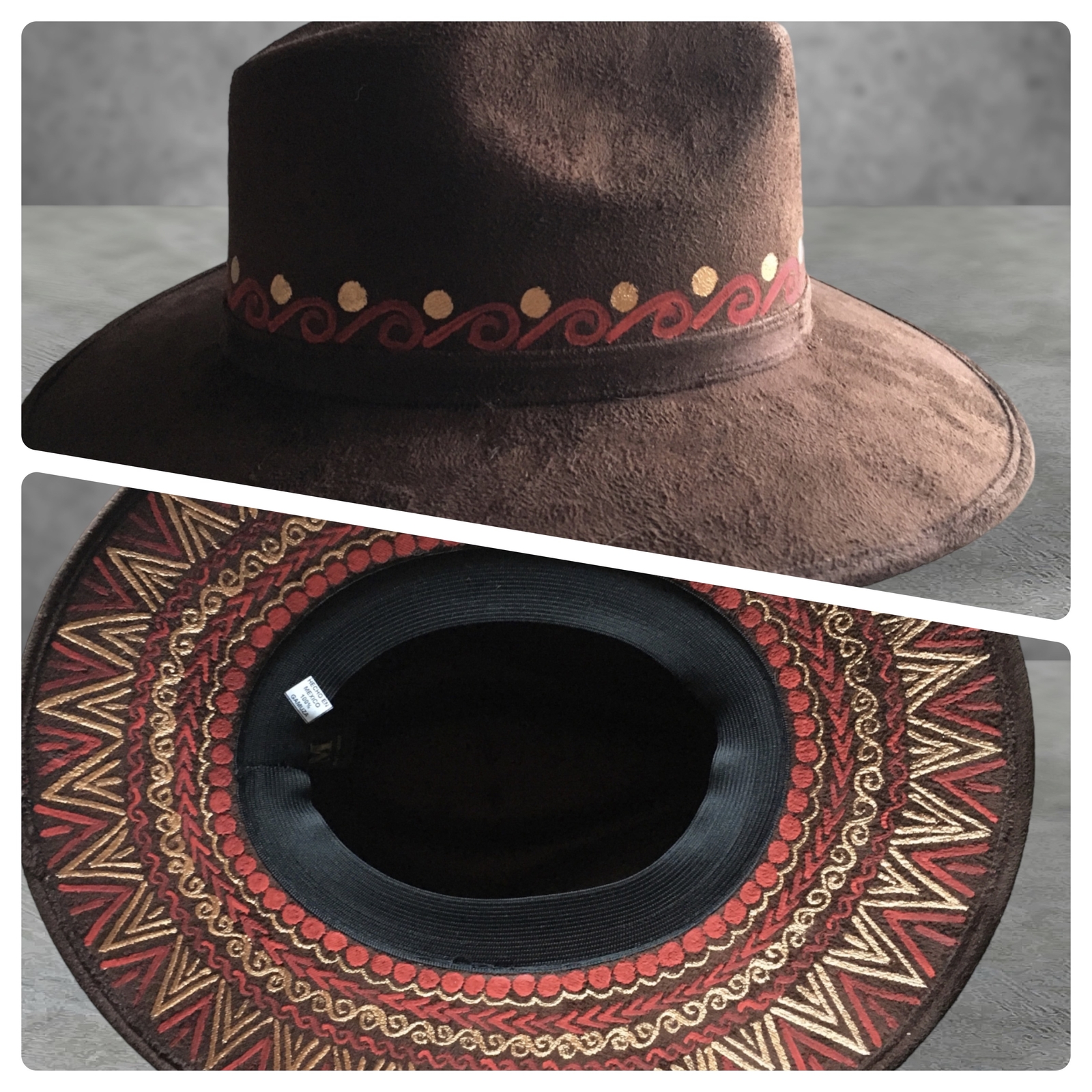 Handmade Mexican Mexican Sombrero Hat – Hand Painted Faux Suede – Artesanal