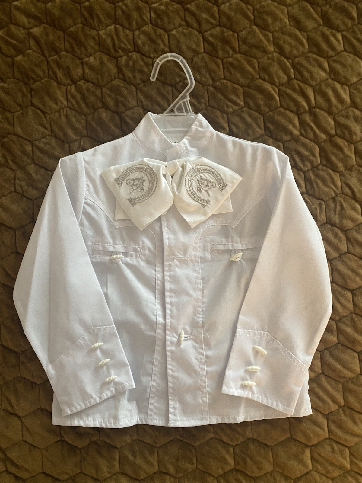 Mexican Charro Mariachi Suit Child White Size 2. Six Pieces as pictured.
