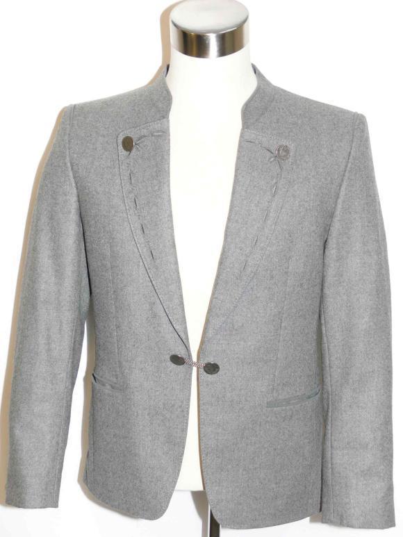 WOOL JACKET Men GRAY Bavarian EMBROIDEREY German Hunting Western Suit Coat 42″ M