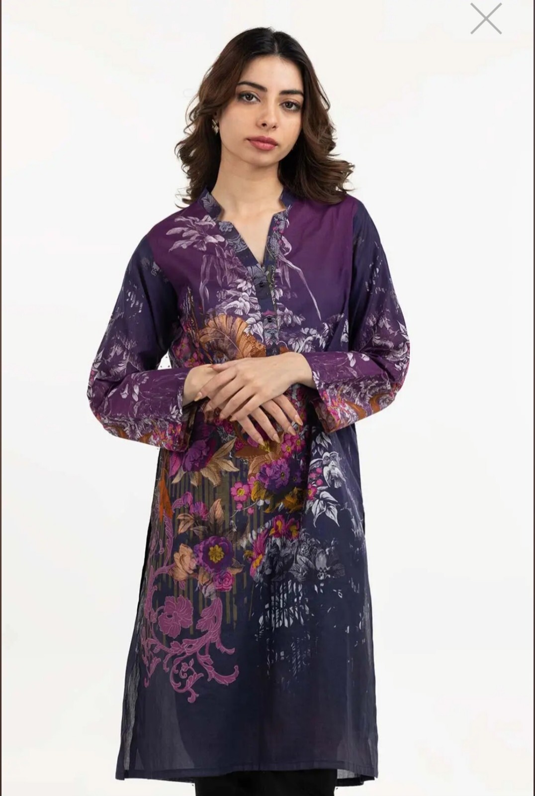 NEW GUL AHMED Size S Digital Print Cambric Kurti Pakistani Designer Indian