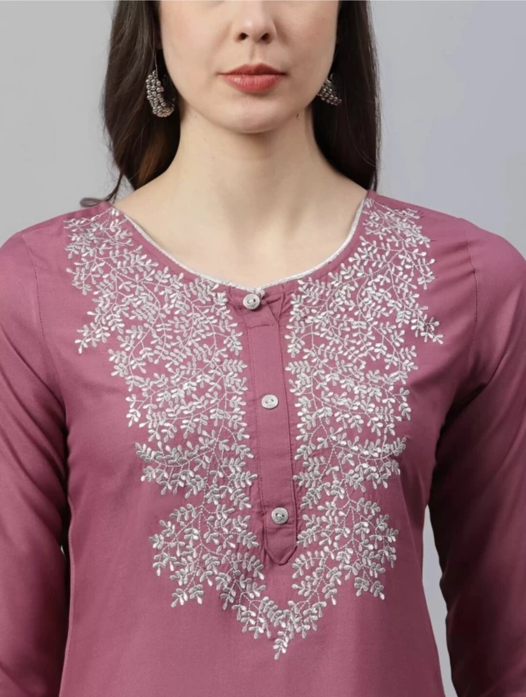 Indian Salwar Suit ; Women Mauve Colour Zari Embroidered Kurta Palazzo Set